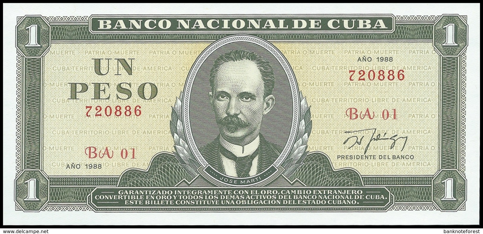 Cuba | 1 Peso | 1988 | P.102d | UNC - Cuba