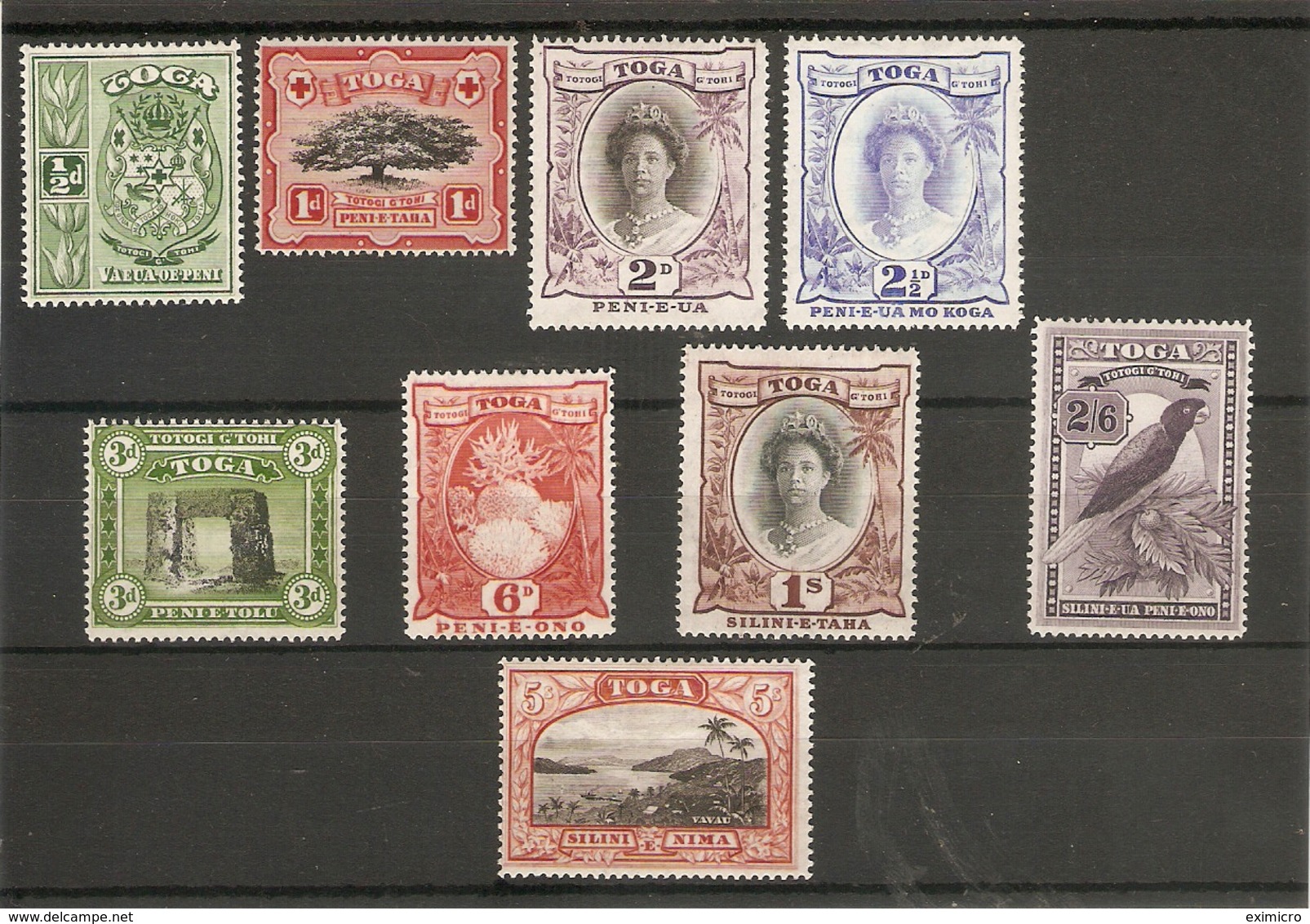 TONGA 1942 - 1949 SET SG 74/82 LIGHTLY MOUNTED MINT Cat £65 - Tonga (...-1970)