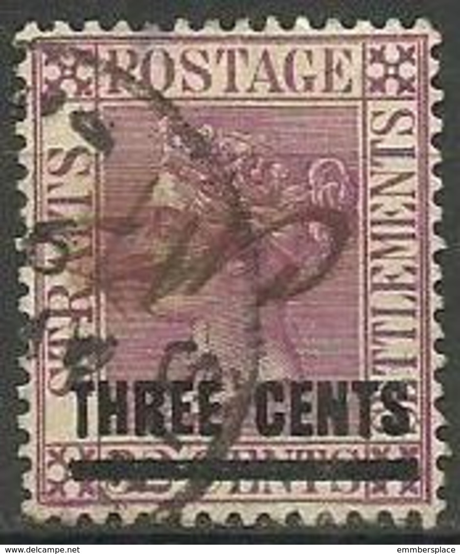 Straits Settlements - 1885 Queen Victoria Surcharge 3c On 32c  Used    Sc 73 - Straits Settlements