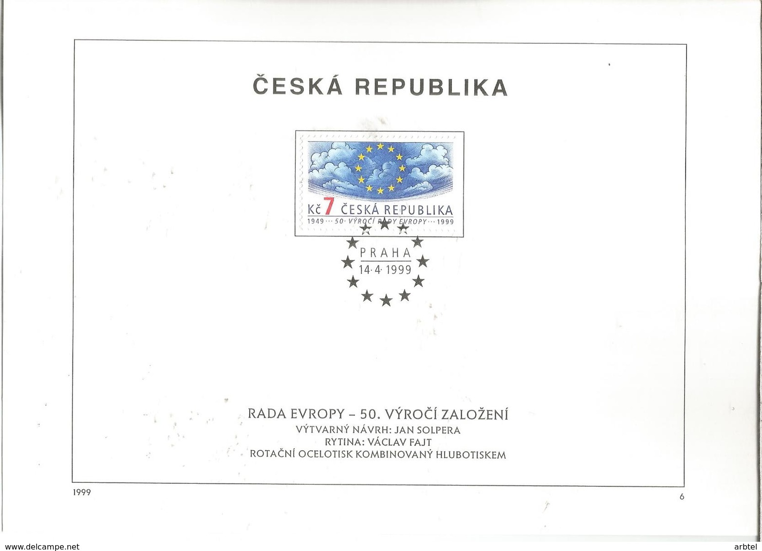 REPUBLICA CHECA DOCUMENTO  TEMA EUROPA 1999 RADA EUROPY - Errors, Freaks & Oddities (EFO)
