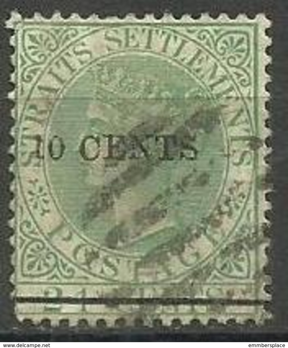 Straits Settlements - 1891 Queen Victoria Surcharge 10c On 24c  Used    Sc 75 - Straits Settlements