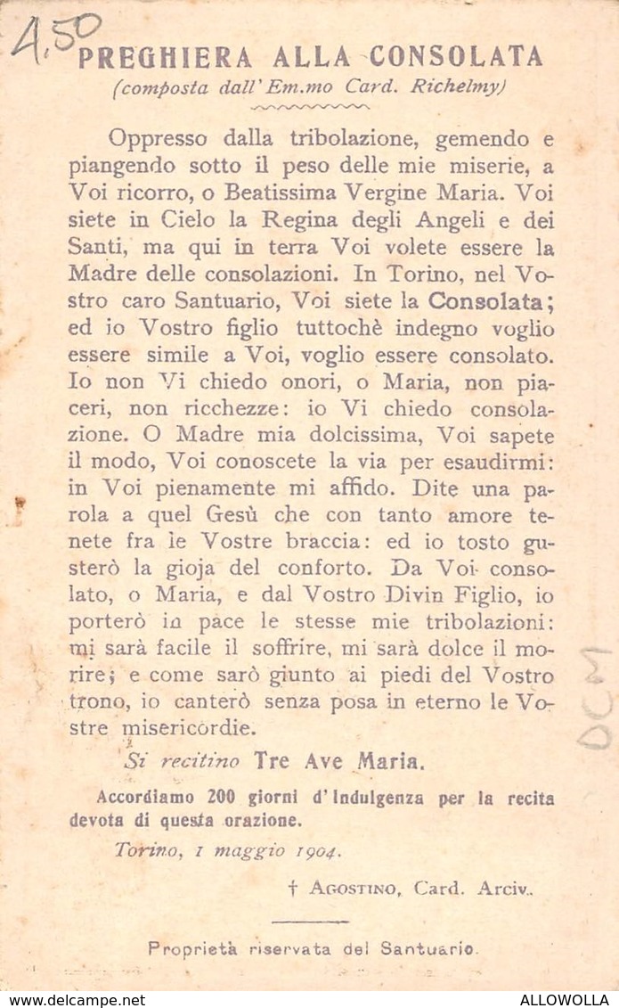 4964 " LA SS. VERGINE DELLA CONSOLATA DI TORINO "  -ORIG. " - Santini