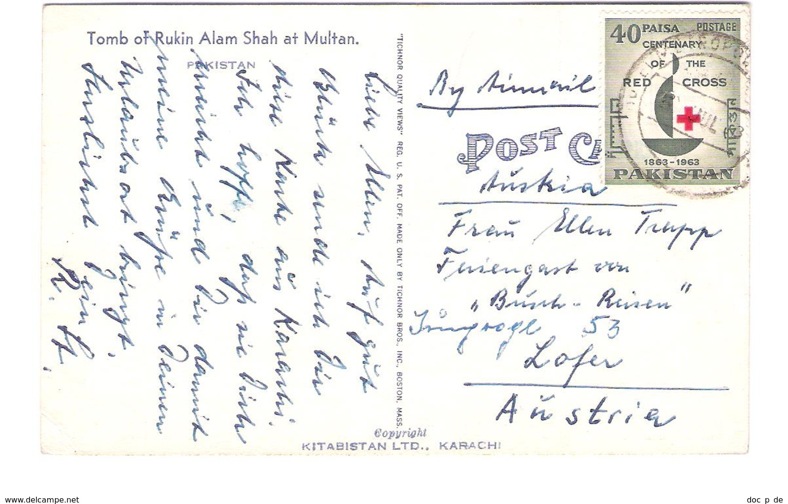 Pakistan - Tomb Of Rukin Alam Shah At Multan - Old Card With Stamp - Pakistan