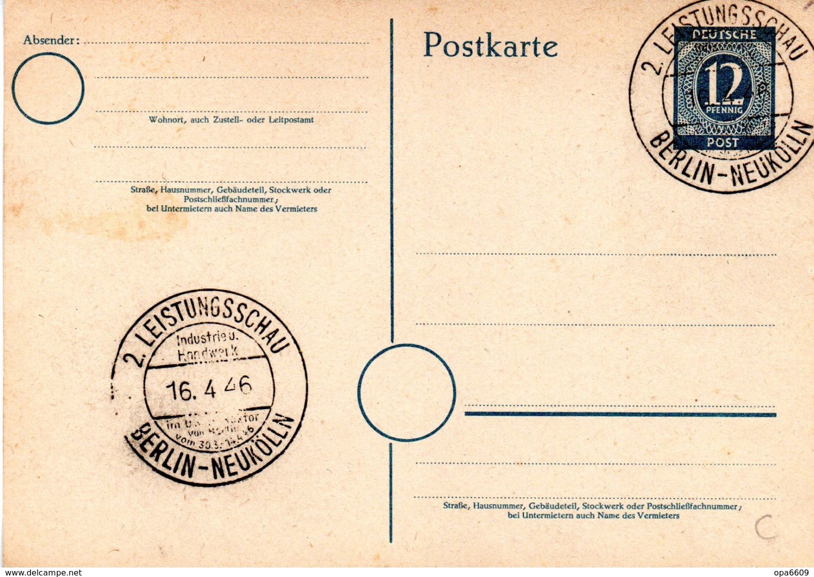 All. Besetzung  Gzs-Postkarte P954, 1.Kontrollratsausg.1946 12(Pf) Grau, Sonderstempel-Beleg 16.4.1946 BERLIN-NEUKÖLLN - Altri & Non Classificati