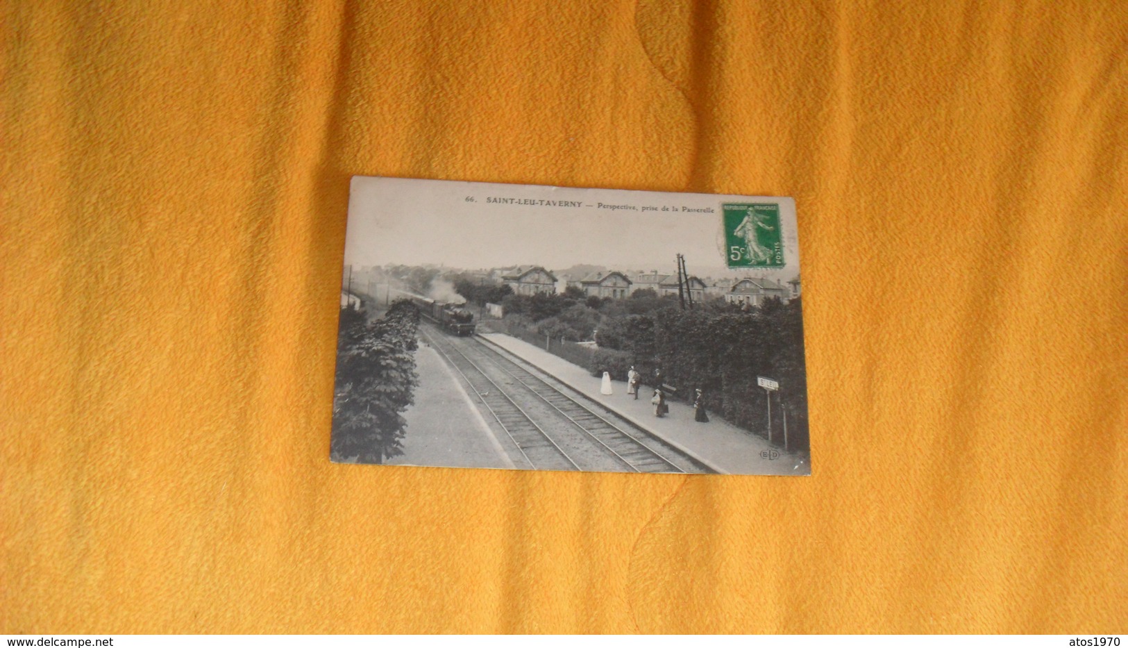 CARTE POSTALE ANCIENNE CIRCULEE DE 1913.../ SAINT LEU TAVERNY.- PERSPECTIVE PRISE DE LA PASSERELLE...TRAIN..CACHET + TIM - Saint Leu La Foret