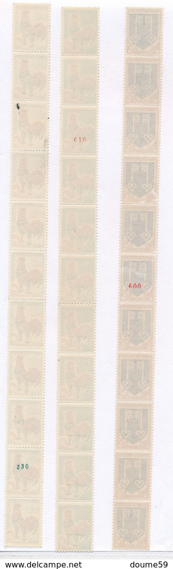 CZ-142: FRANCE :lot Roulettes** N°53 N° VERT (1 Timbre Défectueux Voir Scan)-54-55 (2ème Choix Sur N° Rouge, Non Compté) - Coil Stamps