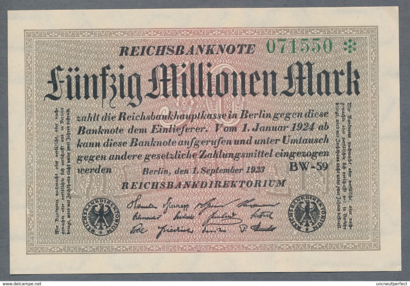 P109 Ro108e DEU-123h. 50 Million Mark 1923 NEUF UNC - 50 Miljoen Mark