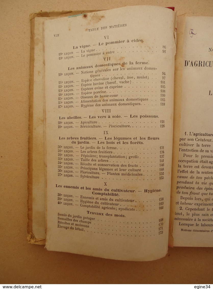 Tours A. Mame - Notions Elémentaires d'Agriculture et d'Horticulture - 1898