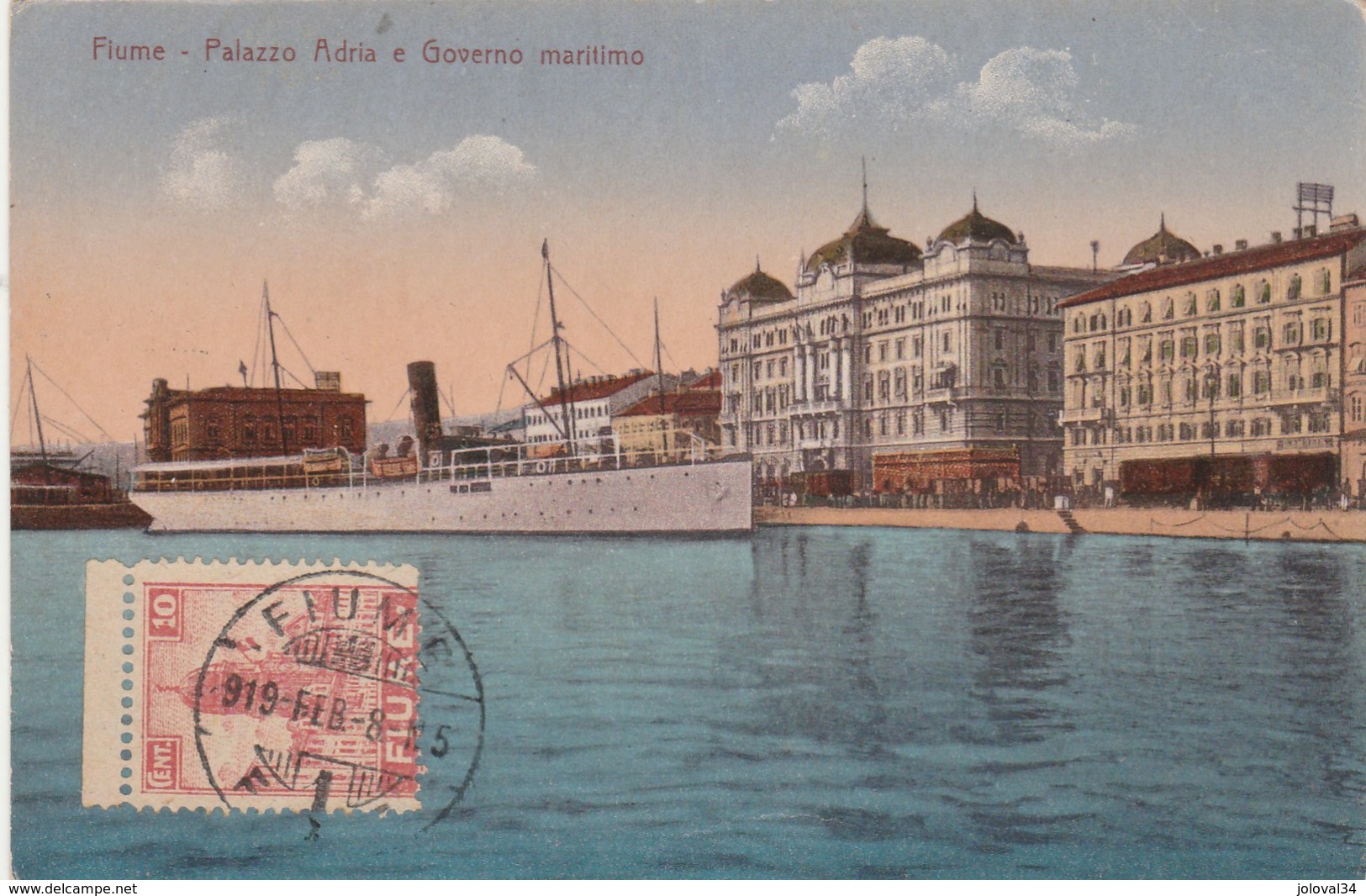 Croatie FIUME- Palazzo Adria E Governo Maritimo - Bateau - Timbre 1919 - Non écrite Au Verso - Croatia