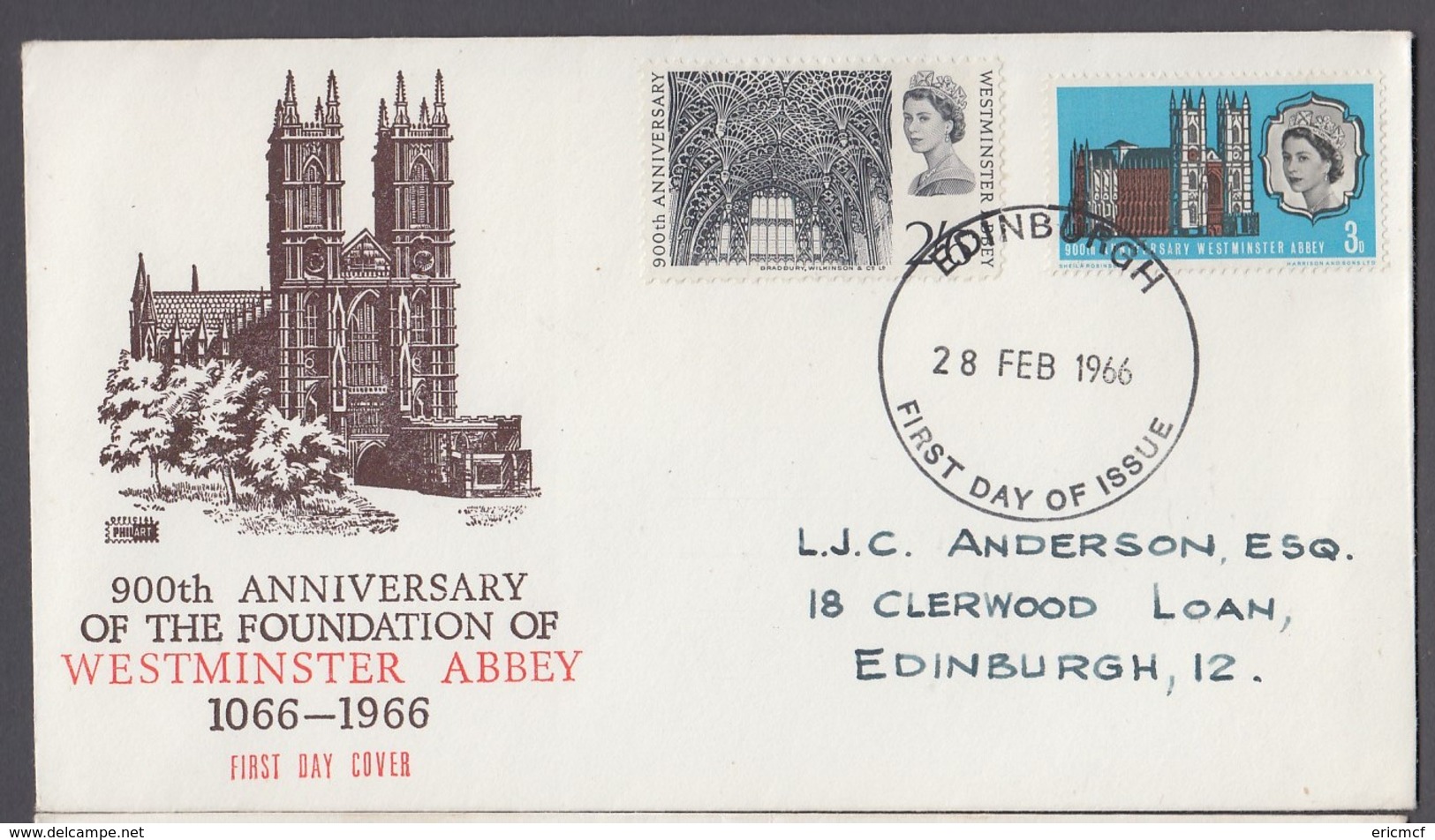 GB 1966 Westminster Abbey FDC - 1952-1971 Pre-Decimal Issues