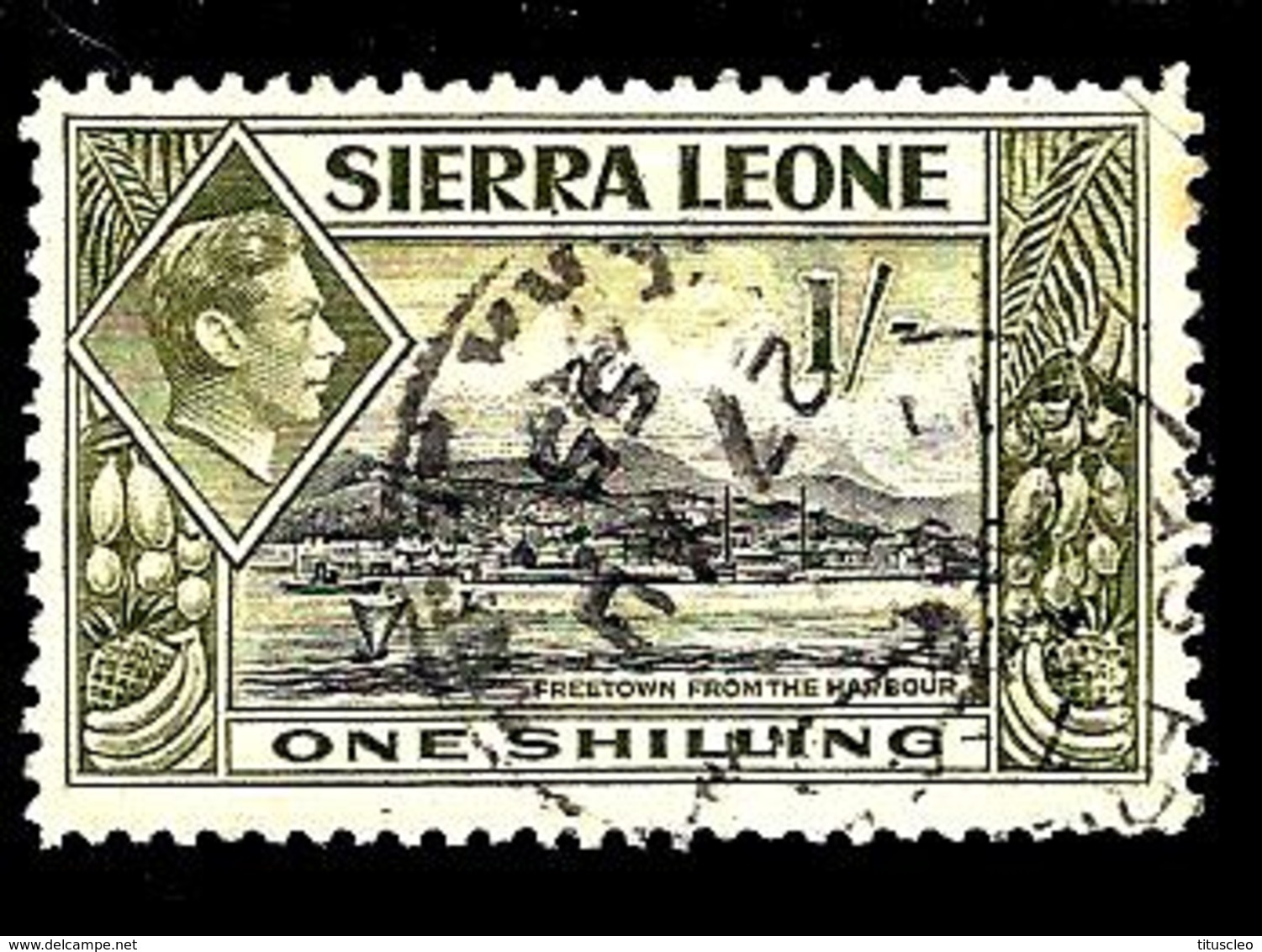 SIERRA LEONE 166° 1s Olive Et Noir George VI Freetown Vu Du Port (10% De La Cote + 0,15) - Sierra Leone (...-1960)