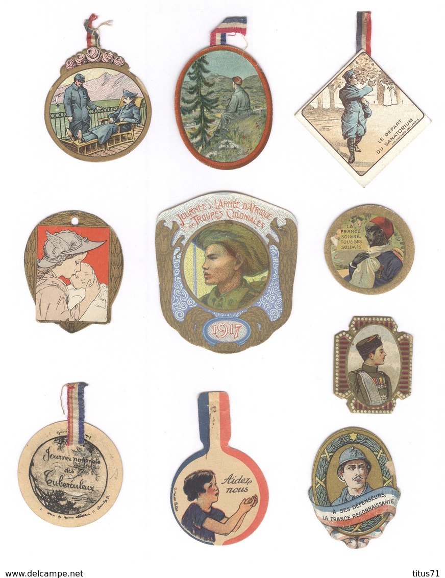 Lot De 10 Badges Patriotiques De Journée En Carton - Autres & Non Classés