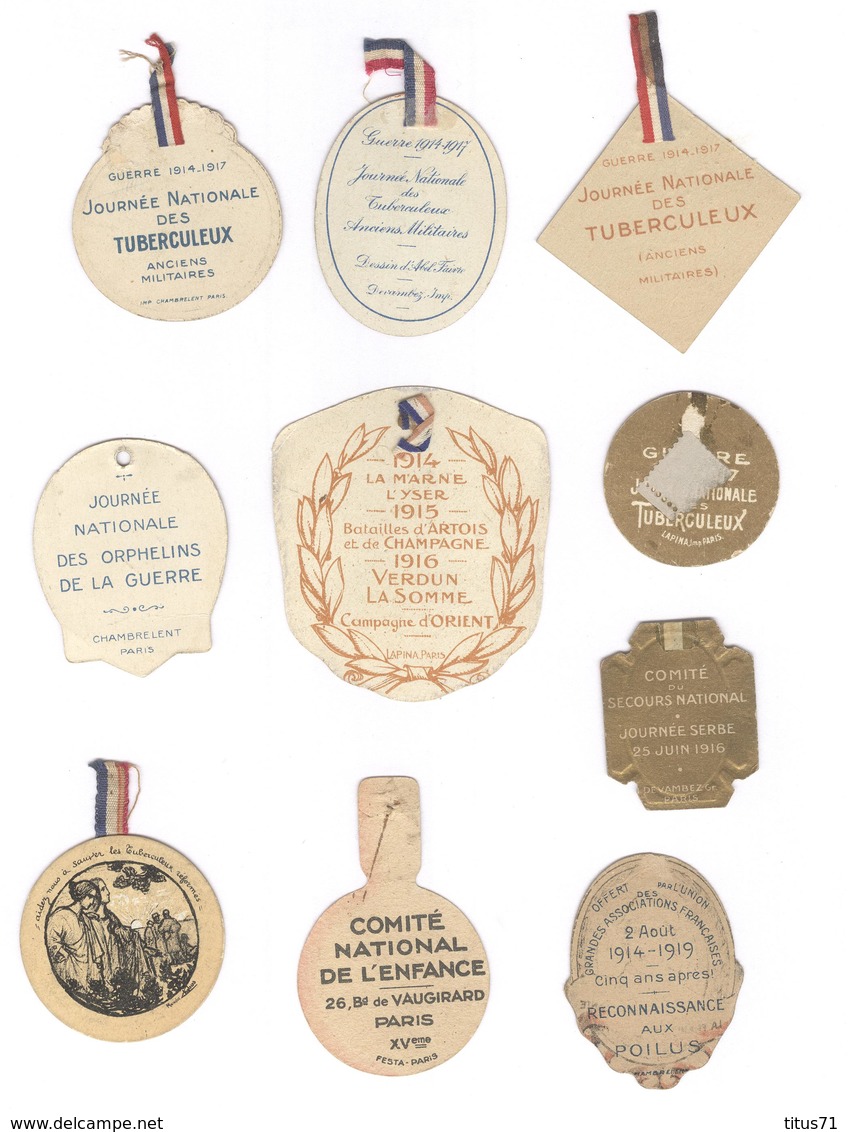 Lot De 10 Badges Patriotiques De Journée En Carton - Autres & Non Classés
