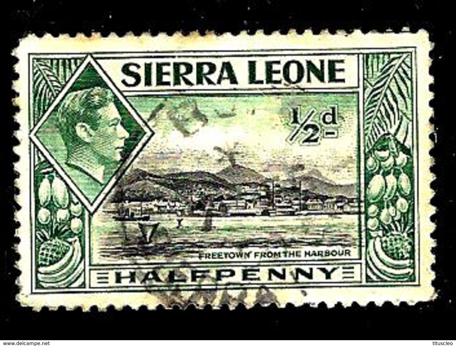 SIERRA LEONE 158° 1/2p Vert Et Noir George VI Freetown Vu Du Port (10% De La Cote + 0,15) - Sierra Leone (...-1960)