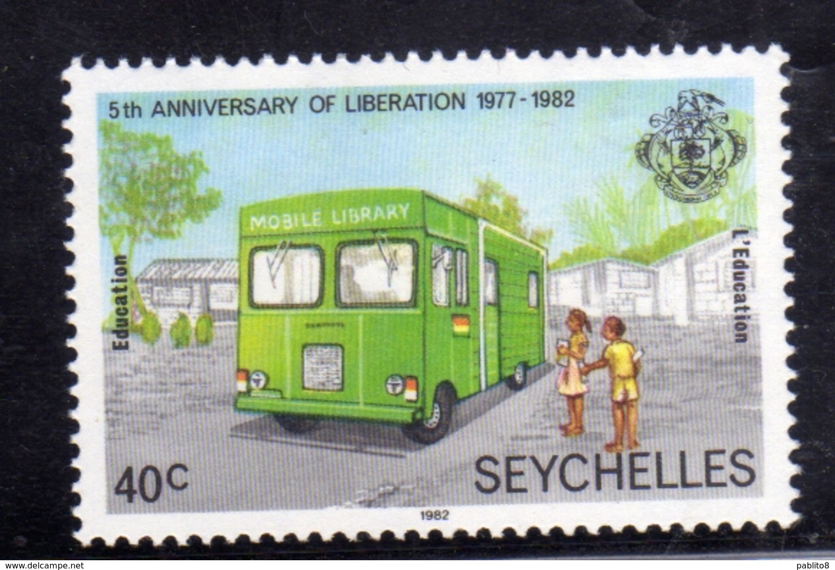 SEYCHELLES 1982 ANNIVERSARY OF LIBERATION BOOKMOBILE CENT. 40c MNH - Seychelles (1976-...)