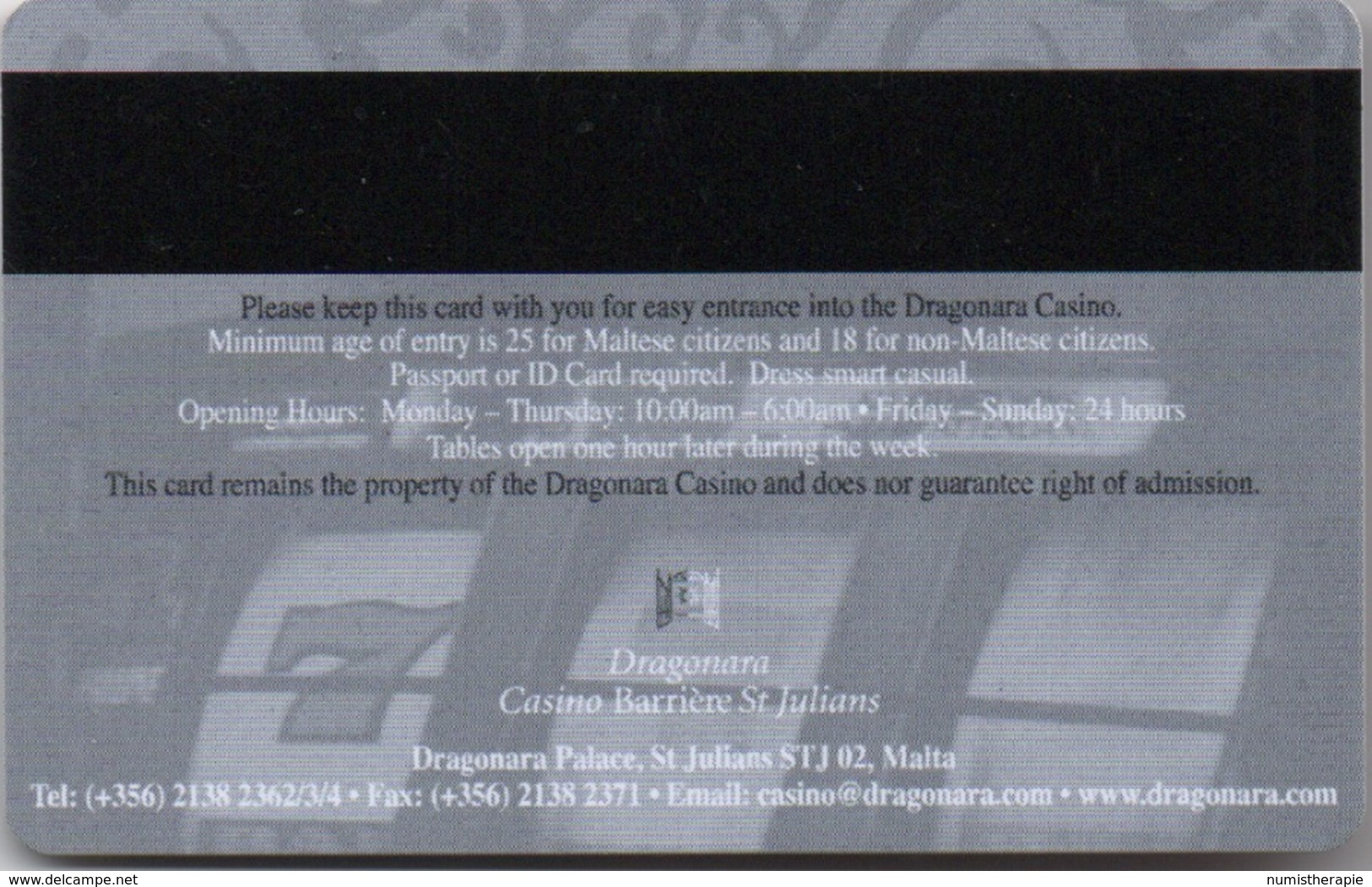 Dragonara Casino Barrière St Julians Malta - Cartes De Casino