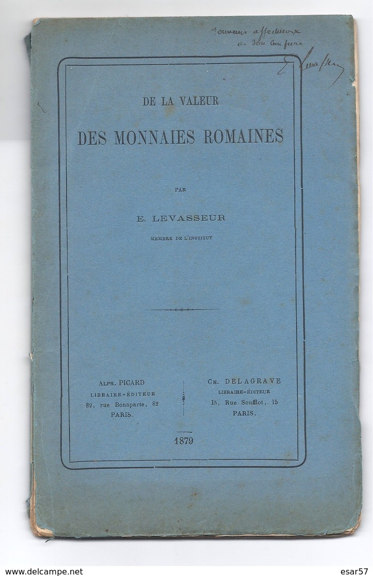 Livre "De La Valeur Des Monnaies Romaines" Par E Levasseur 1879 - Boeken & Software