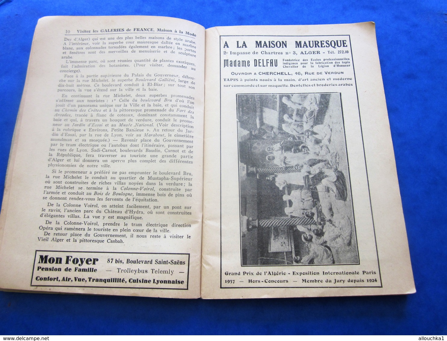 1939 ALGER PLANS GUIDE TOURISTIQUE-RUES-TRAMWAY-BUS-TRAINS-BATEAUX-PUB L’AIGLON-BRASSERIE-HÔTEL-RESTO-GALERIES DE FRANCE