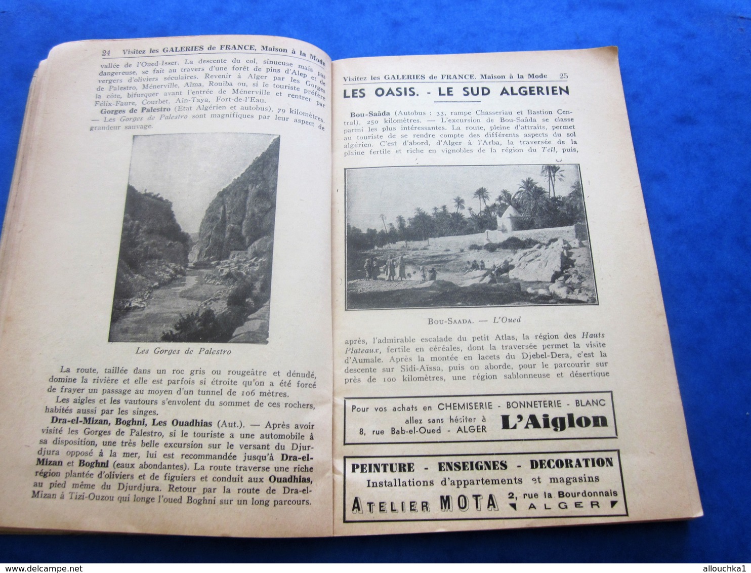 1939 ALGER PLANS GUIDE TOURISTIQUE-RUES-TRAMWAY-BUS-TRAINS-BATEAUX-PUB L’AIGLON-BRASSERIE-HÔTEL-RESTO-GALERIES DE FRANCE