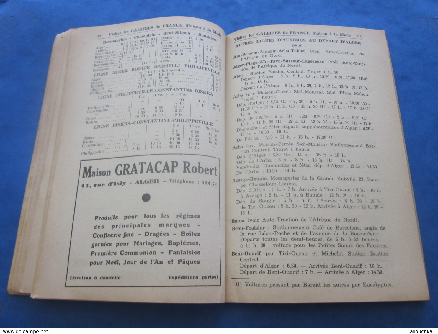 1939 ALGER PLANS GUIDE TOURISTIQUE-RUES-TRAMWAY-BUS-TRAINS-BATEAUX-PUB L’AIGLON-BRASSERIE-HÔTEL-RESTO-GALERIES DE FRANCE