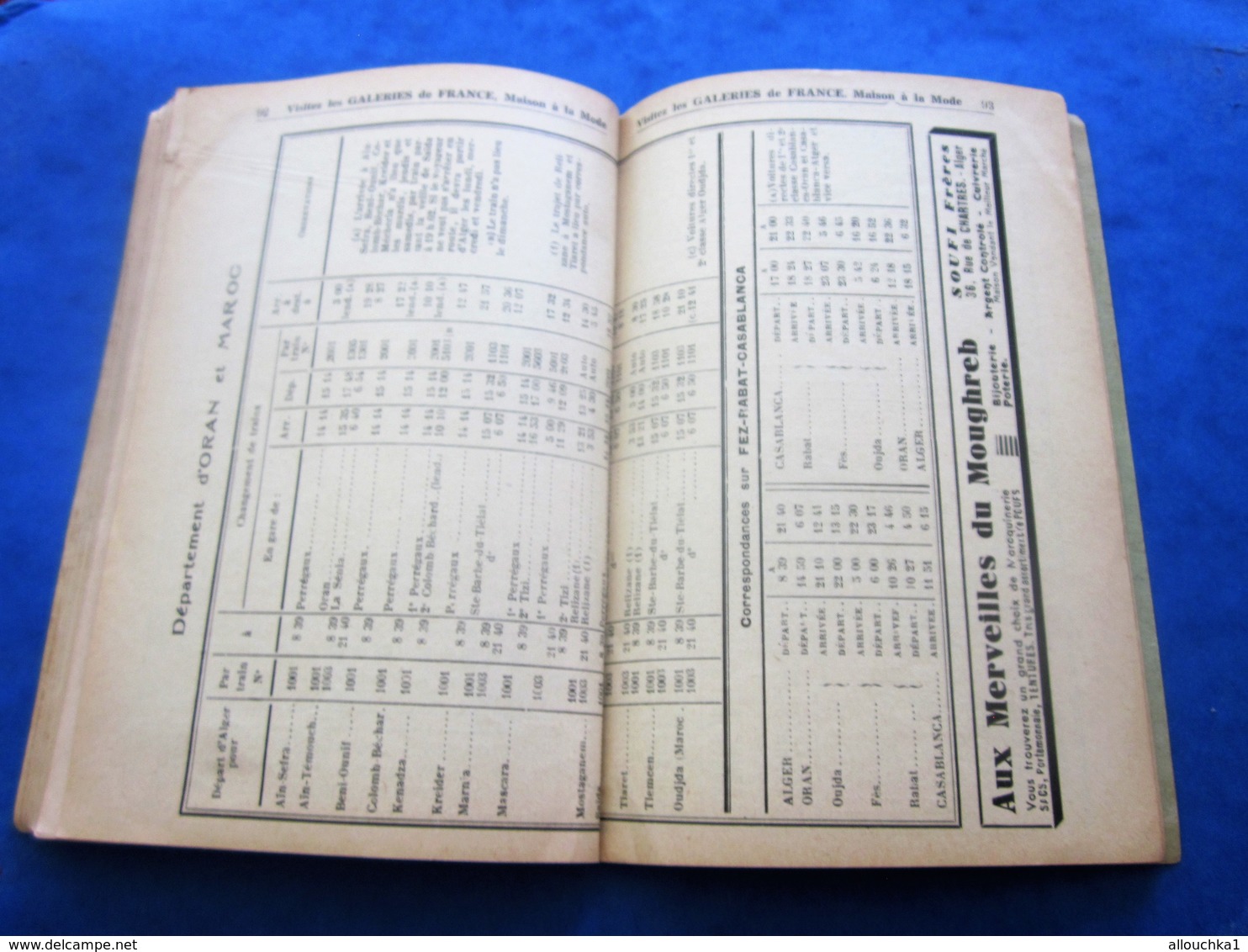 1939 ALGER PLANS GUIDE TOURISTIQUE-RUES-TRAMWAY-BUS-TRAINS-BATEAUX-PUB L’AIGLON-BRASSERIE-HÔTEL-RESTO-GALERIES DE FRANCE