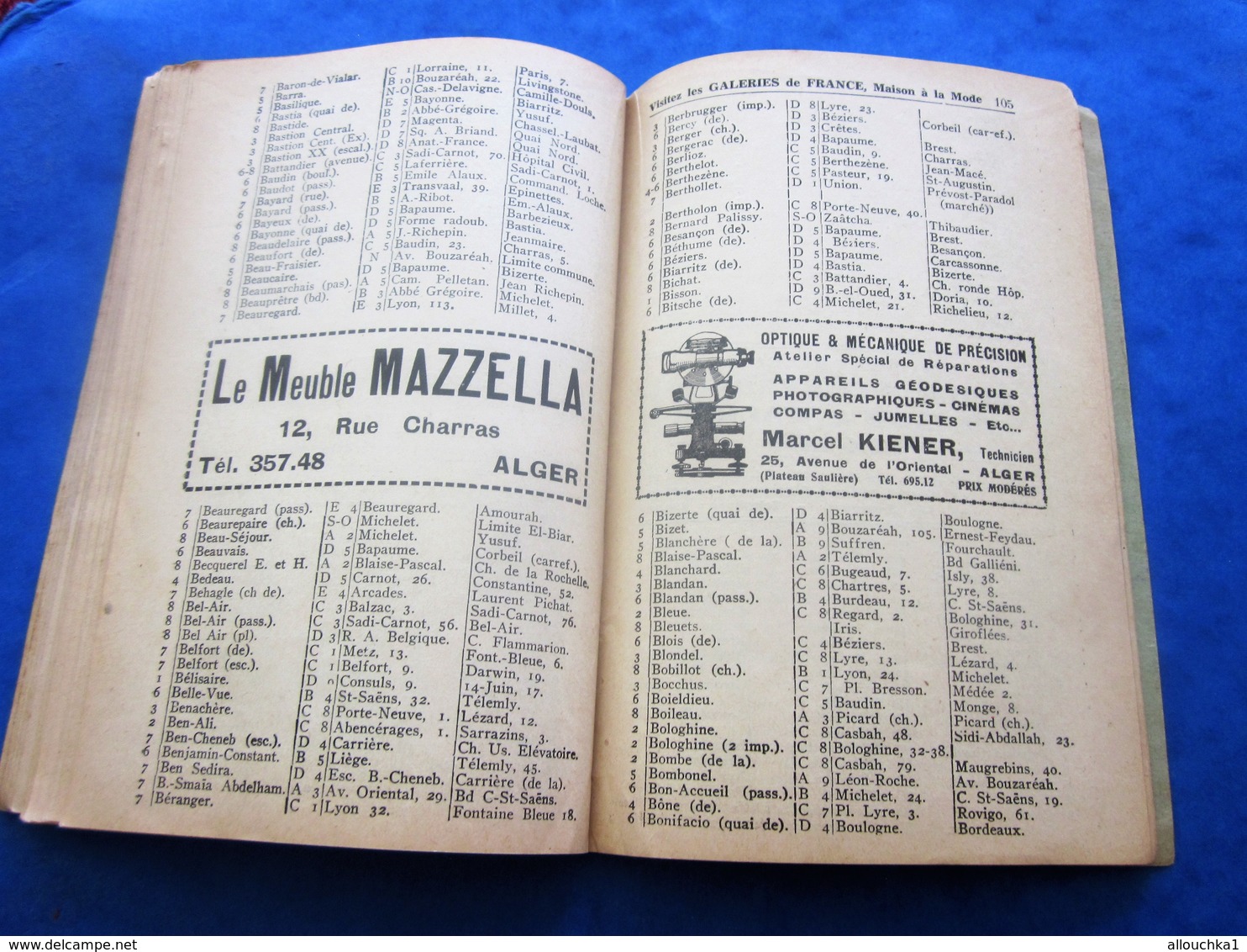 1939 ALGER PLANS GUIDE TOURISTIQUE-RUES-TRAMWAY-BUS-TRAINS-BATEAUX-PUB L’AIGLON-BRASSERIE-HÔTEL-RESTO-GALERIES DE FRANCE