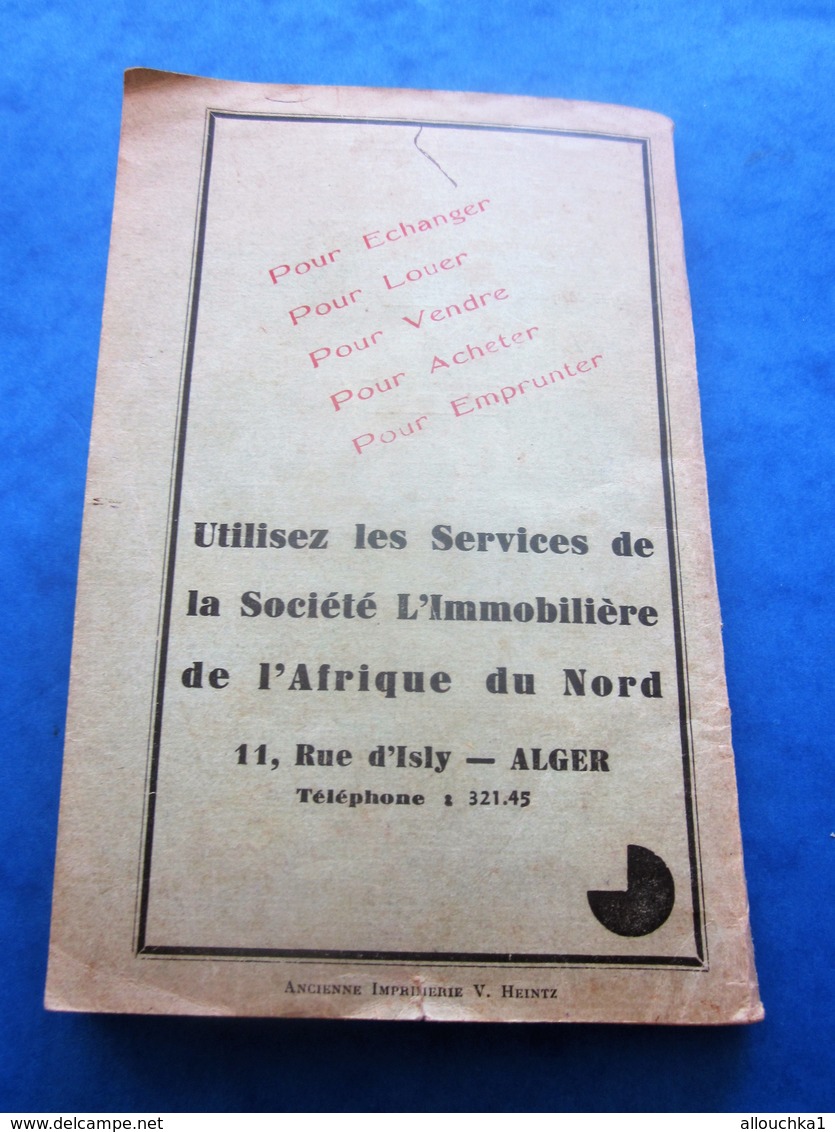 1939 ALGER PLANS GUIDE TOURISTIQUE-RUES-TRAMWAY-BUS-TRAINS-BATEAUX-PUB L’AIGLON-BRASSERIE-HÔTEL-RESTO-GALERIES DE FRANCE