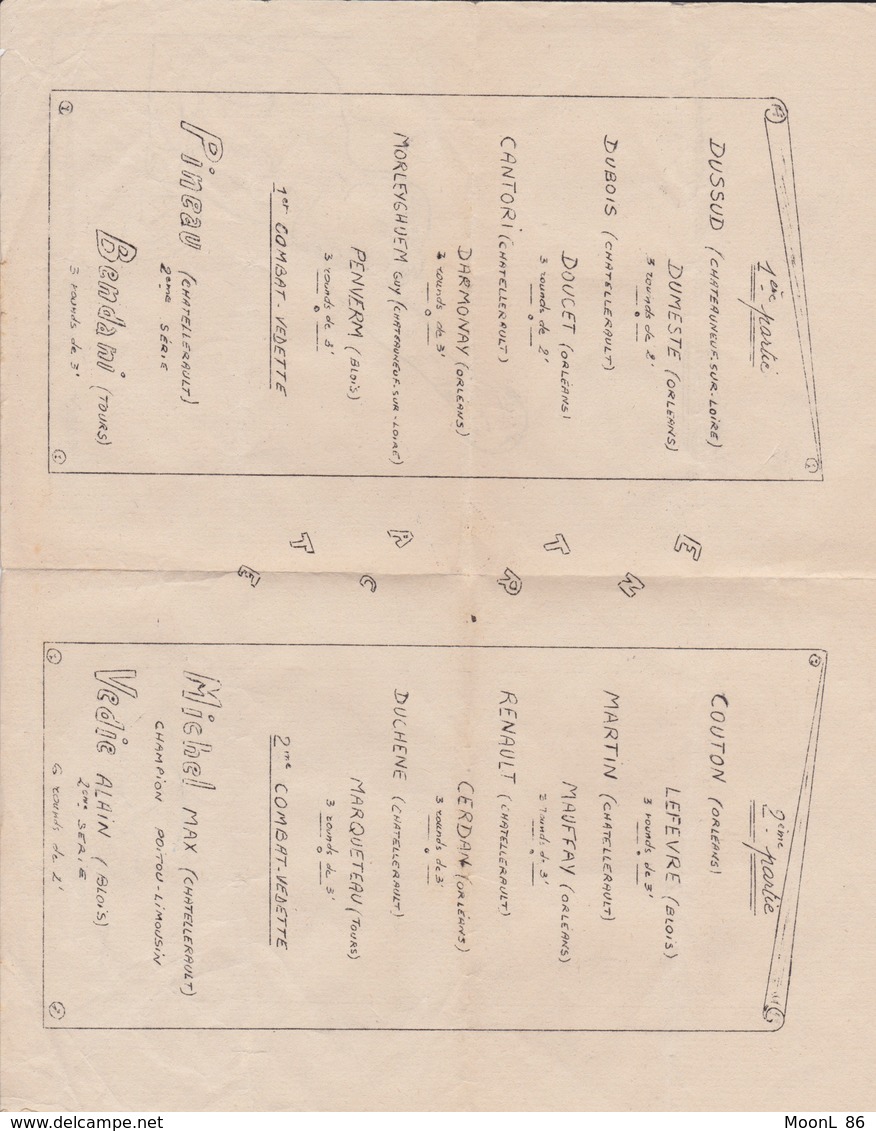 BOXE - PROGRAMME GALA A CHATELLERAULT 1965 - Autres & Non Classés