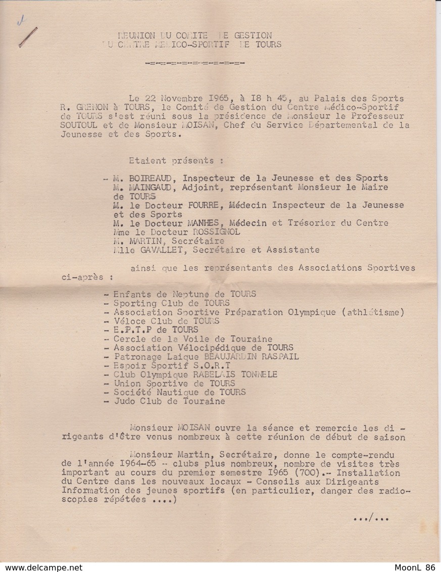 BOXE - LETTRE REUNION MINISTERE EDUCATION NATIONALE  JEUNESSE DES SPORT A TOURS 37 - - Otros & Sin Clasificación