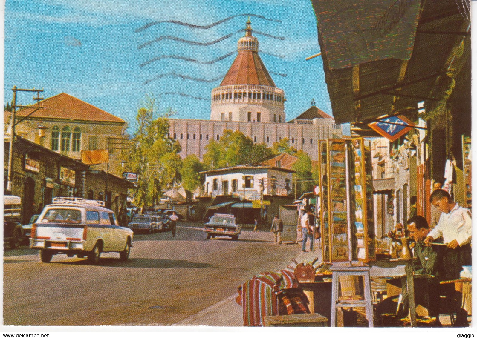 °°° 13420 - ISRAEL - NAZARETH - PARTIAL VIEW WITH THE NEW CHURCH OF ANNUNCIATION - 1988 With Stamps °°° - Israele
