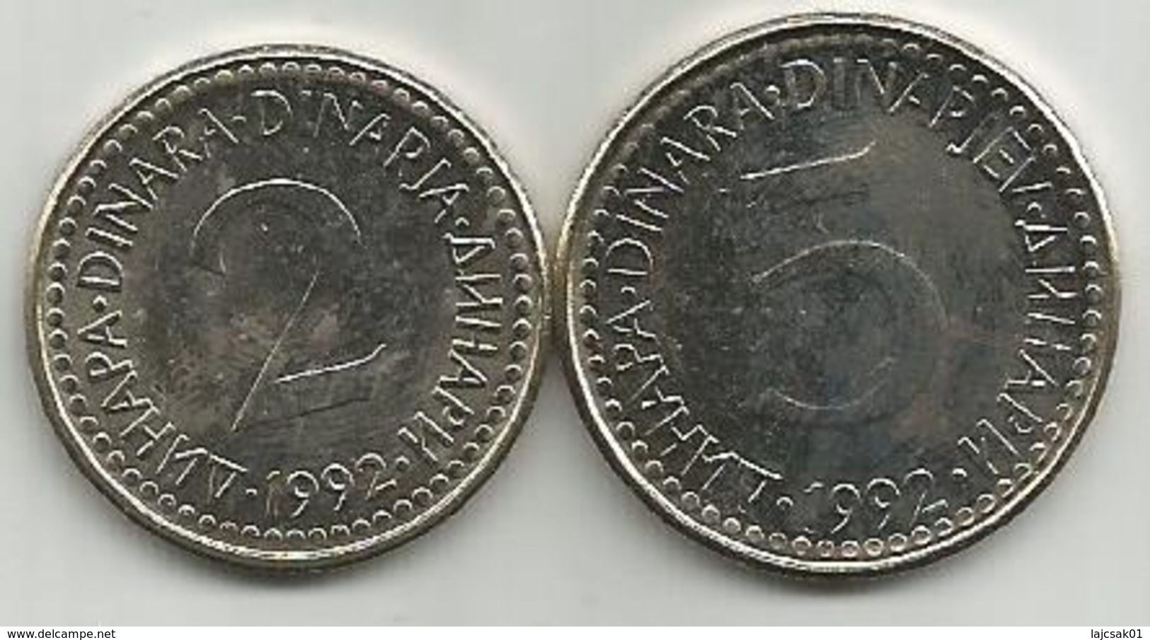 Yugoslavia 2 And 5 Dinara 1992.  KM#143-144 High Grade - Yugoslavia