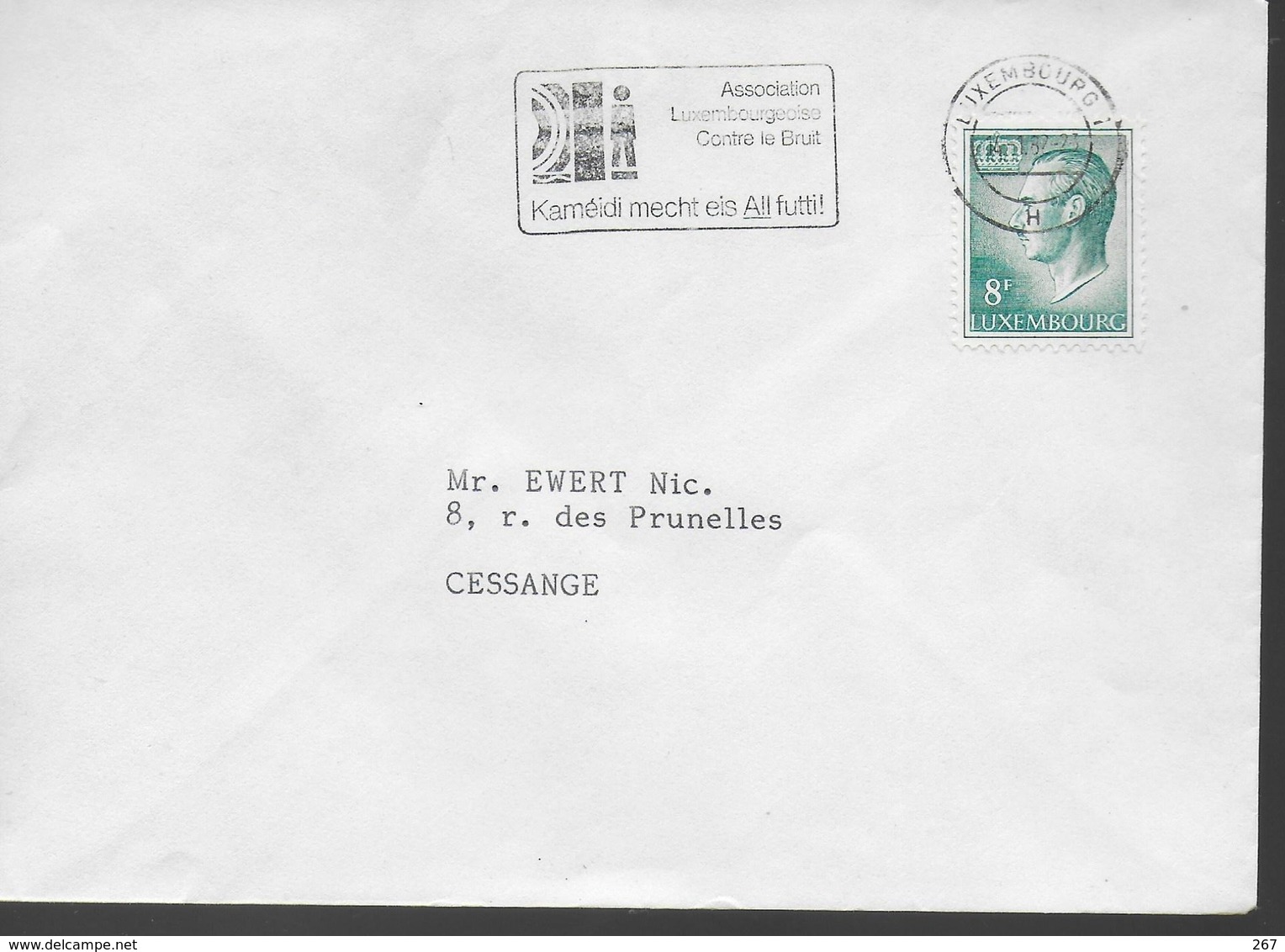 LUXEMBOURG  Lettre  1982 Contre Le Bruit - Pollution