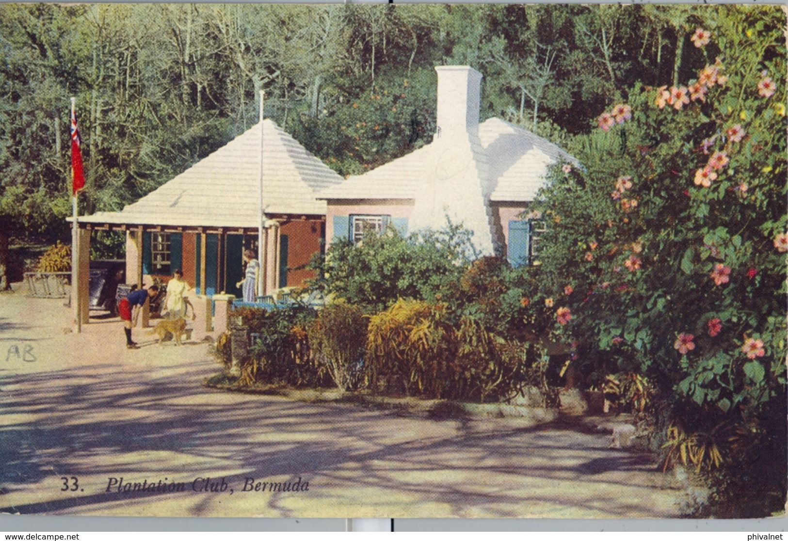 1950  BERMUDA , TARJETA POSTAL CIRCULADA , HAMILTON - SUSSET , PLANTATION CLUB - BERMUDA , YV. 107 , YATE " LUCIA " - Bermuda