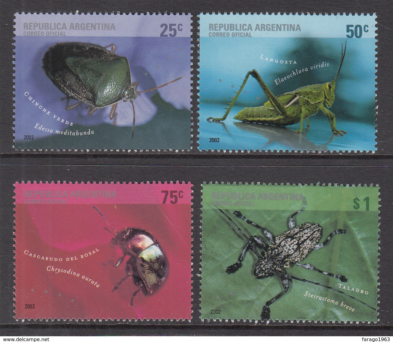 2002 Argentina Insects  Complete Set Of 4 MNH - Nuevos