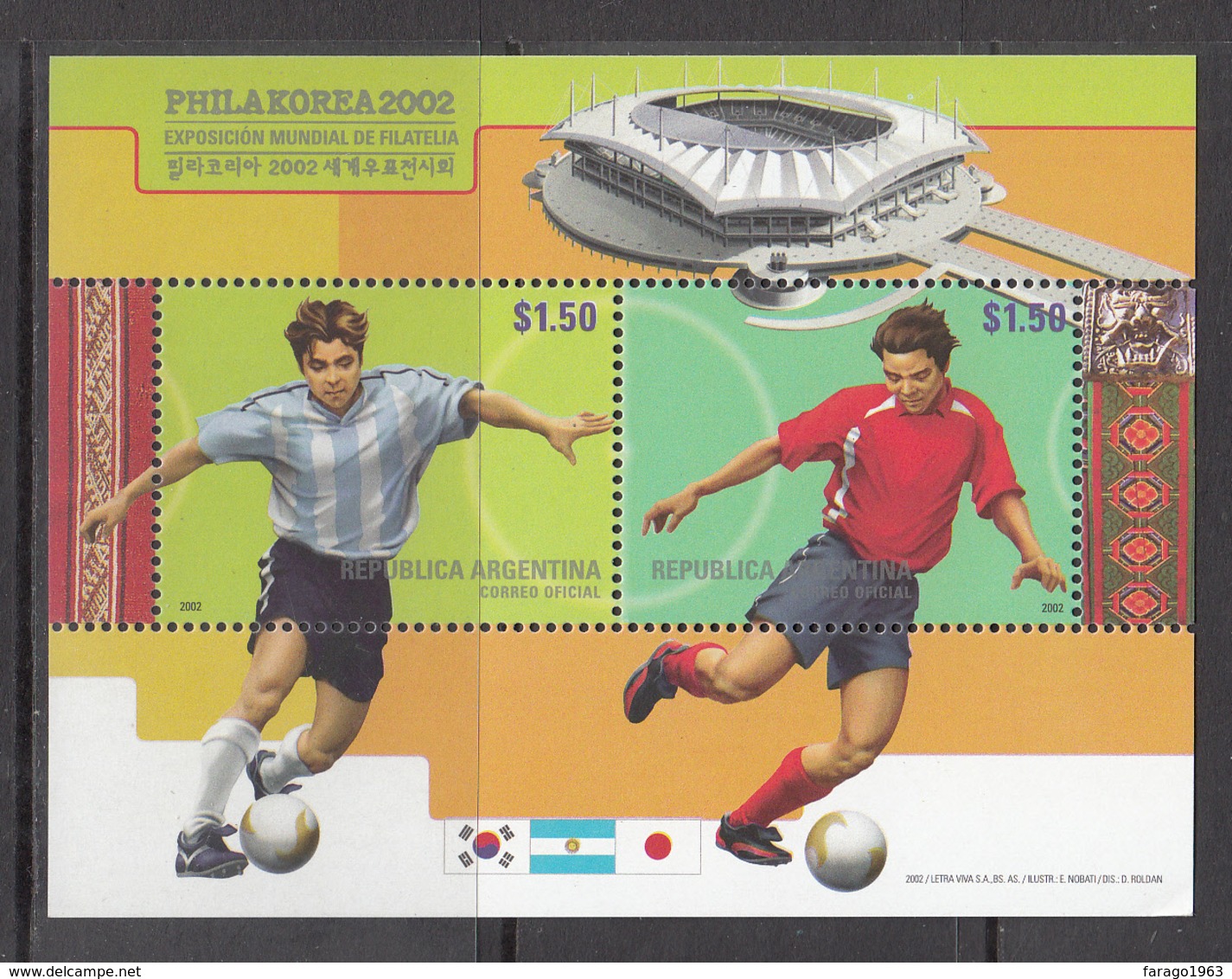 2002 Argentina  Football Korea Souvenir Sheet MNH - Neufs