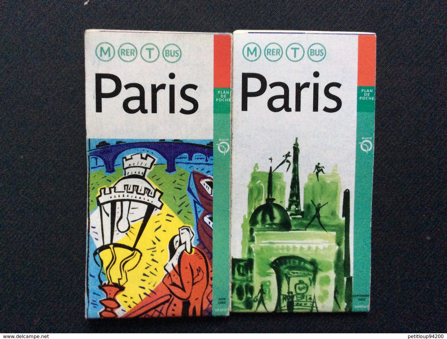 2 PLANS RATP  M Rer T Bus  PARIS  *Juin 2002 *Septembre 2002 - Europa