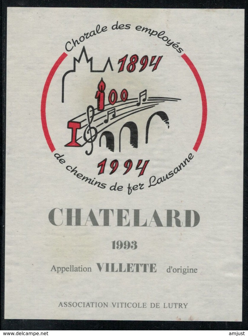 Etiquette De Vin // Villette 1993, Chorales Des Employés De Chemin De Fer Lausanne, Suisse - Musik