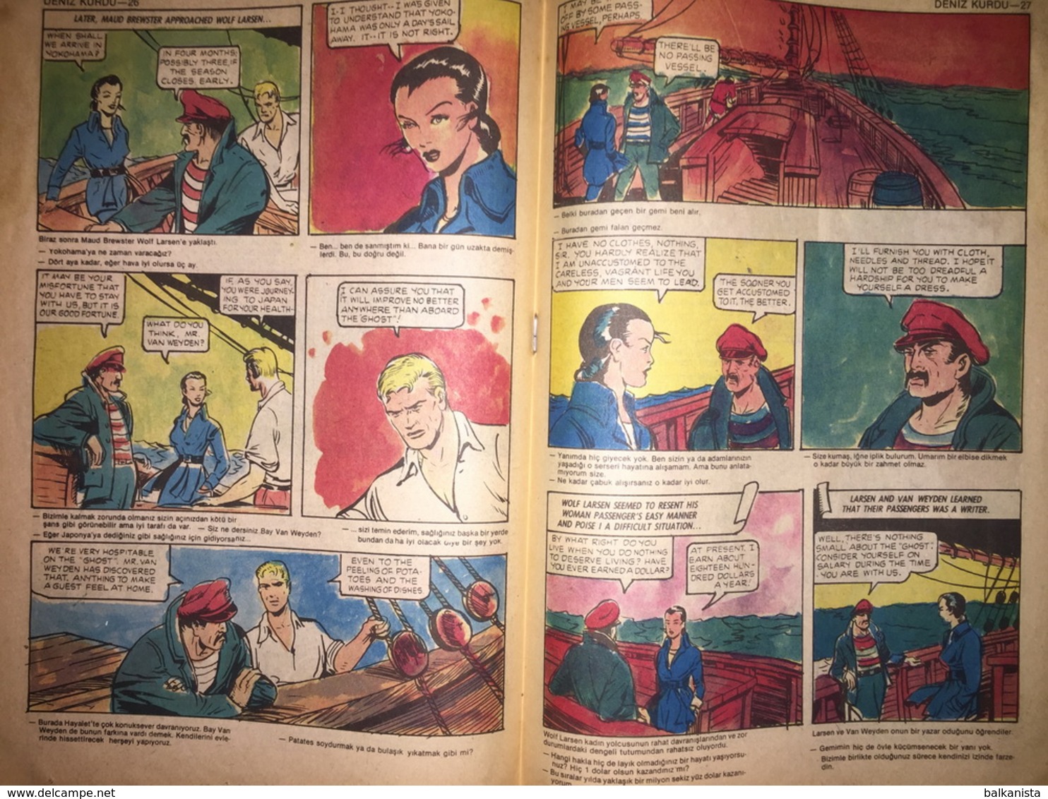 JACK LONDON -THE SEA WOLF -  ILLUSTRATED - TURKISH EDITION Milliyet -1992 Turkish-English - Fumetti & Mangas (altri Lingue)