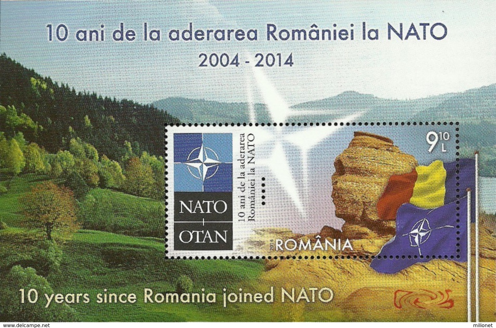 SALE! RUMANIA ROMANIA ROUMANIE RUMÄNIEN 2014 10 Anniv. In NATO S/S Souvenir Sheet MNH** Europa Sympathy Mitläufer - Idee Europee