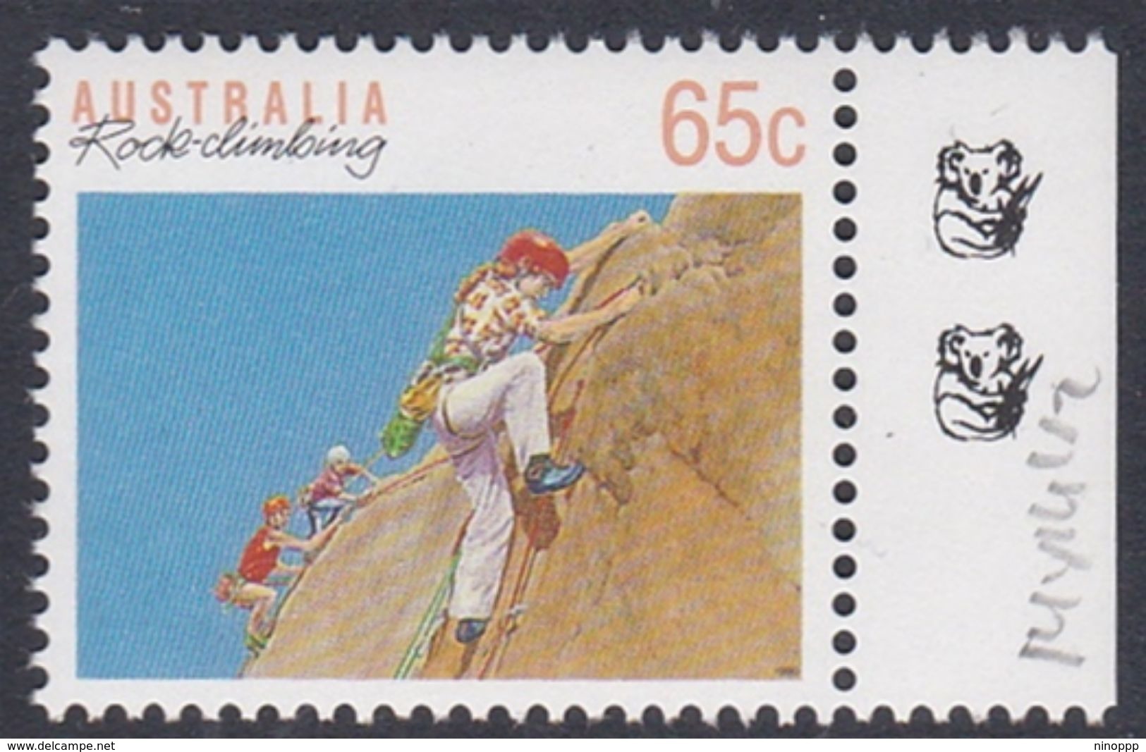 Australia ASC 1230b 1990 Sports 65c Rock Climbing Perf 14 X 14.5, Mint Never Hinged - Proofs & Reprints