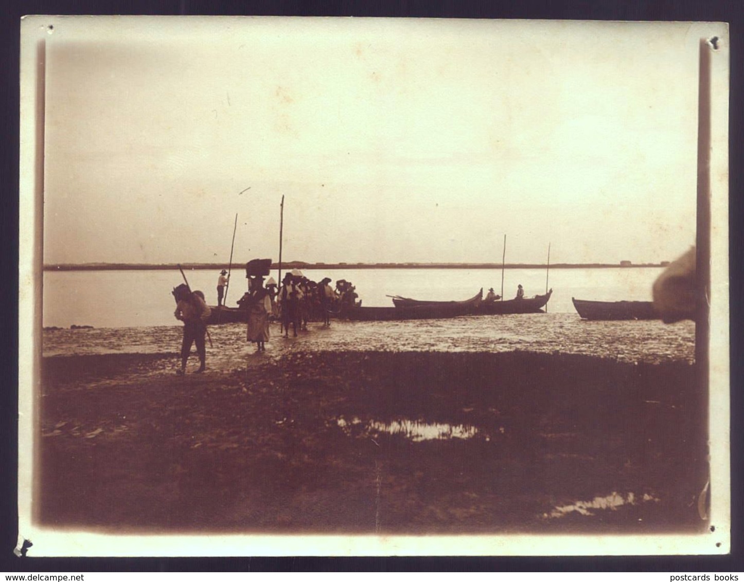 1900s Fotografia Antiga: PESCADORES Barco Mondego FIGUEIRA Da FOZ. Old Real Photo Sepia (Coimbra) PORTUGAL - Ancianas (antes De 1900)