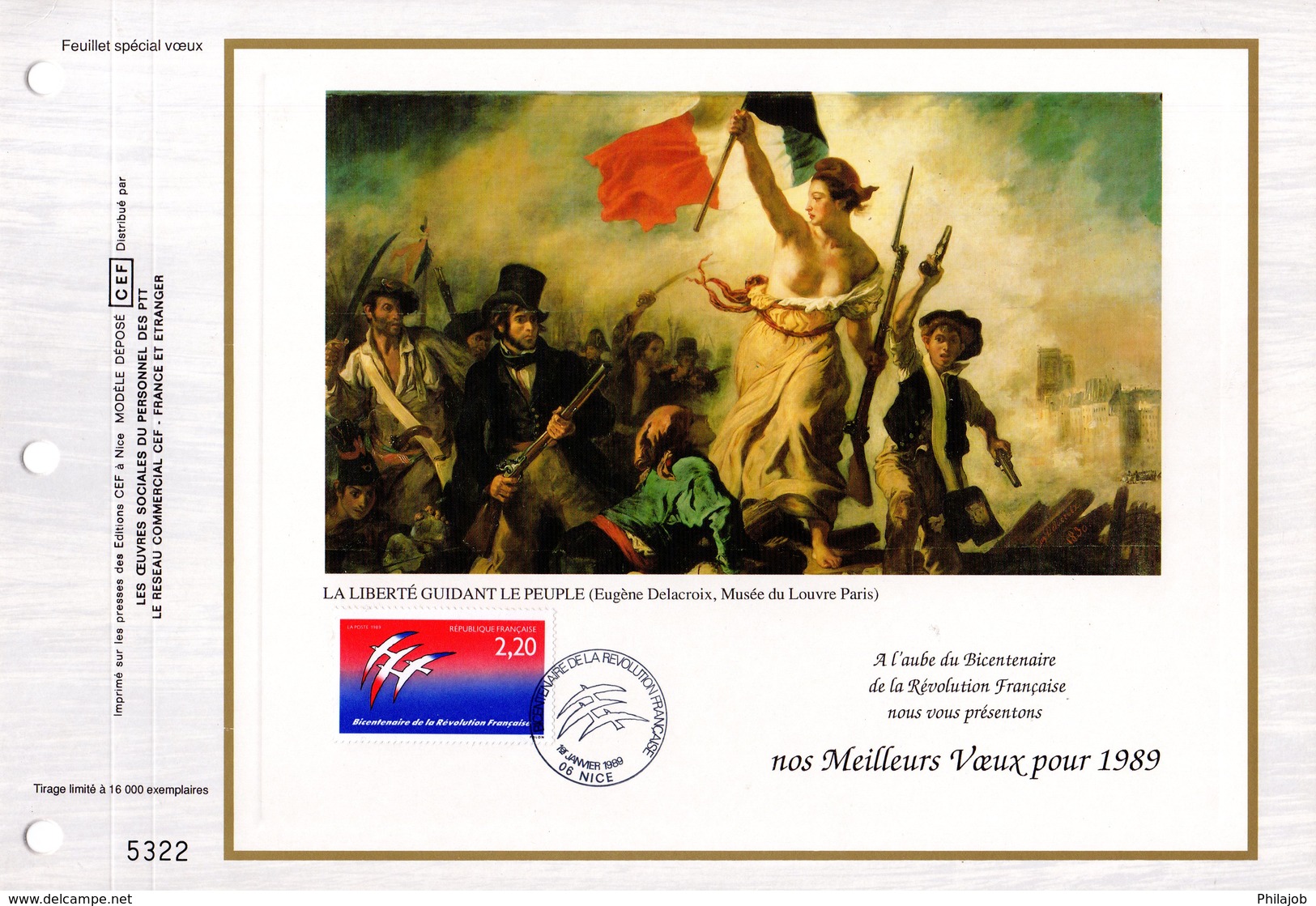 " BICENTENAIRE DE LA REVOLUTION FRANCAISE " Sur Feuillet CEF. N° YT 2560. Parfait état - Franz. Revolution