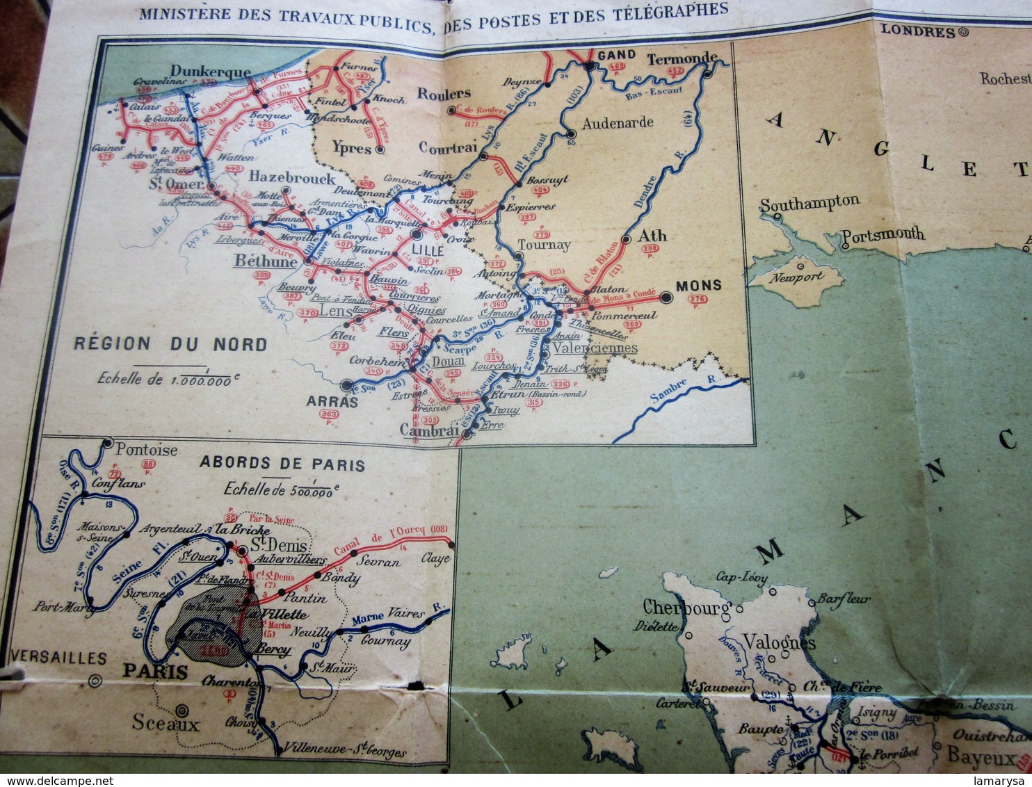 1911 CARTE ITINÉRAIRE VOIES NAVIGABLES DE FRANCE D’APRÈS GUIDE OFFICIEL NAVIGATION INTÉRIEURE éditeurs Berger Levrault - Cartes Marines