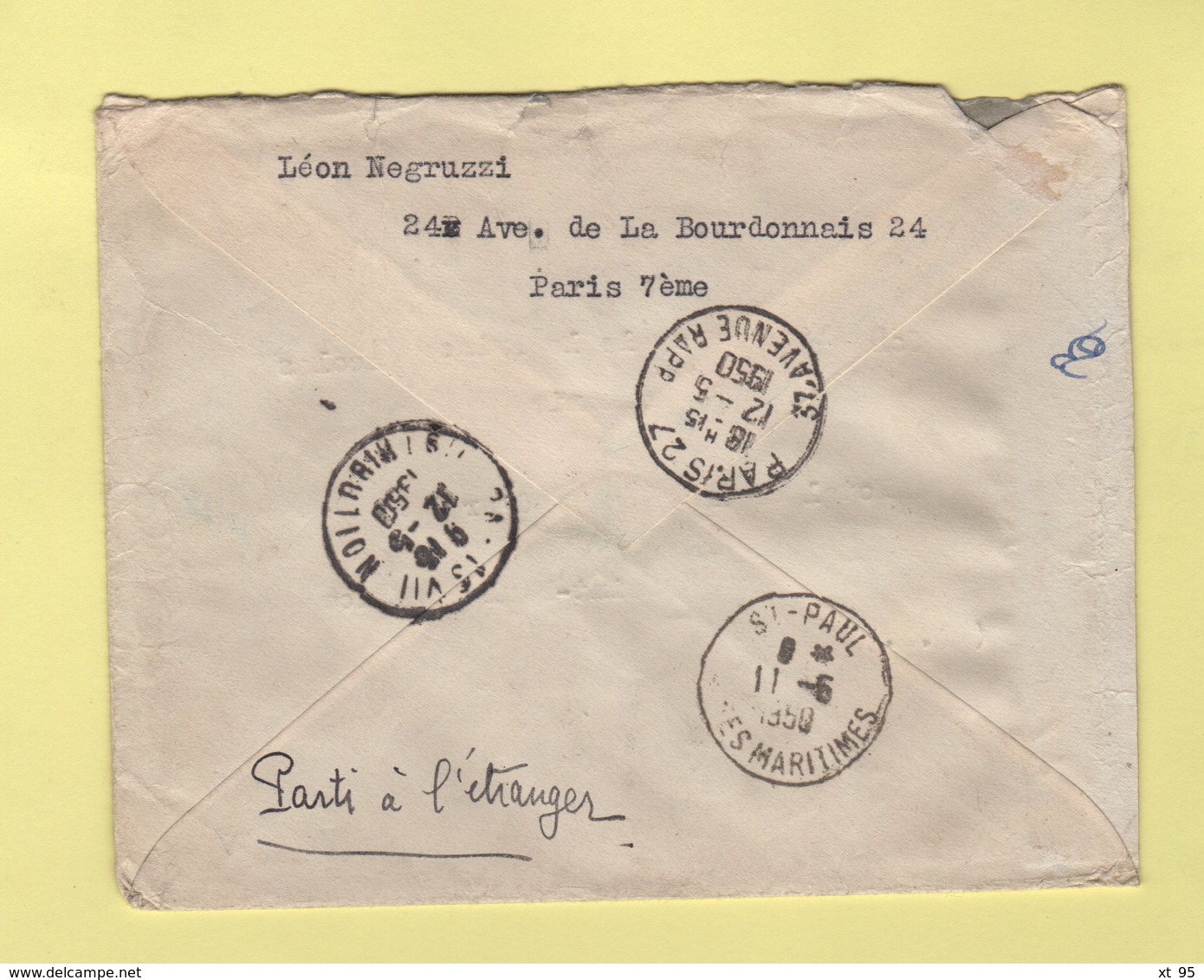 Lettre Recommandee Adressee Au Prince Nicolas De Roumanie - Retour A L Envoyeur - Parti A L Etranger - 1950 - 1921-1960: Période Moderne