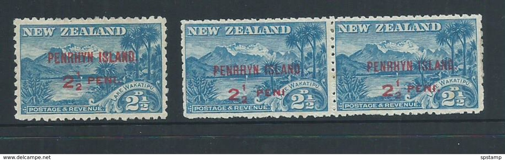 Penrhyn Island 1902 2 & 1/2d Lake Wakatipu Both Shades , 1 As Pair With Wide Space Variety Fine MLH - Penrhyn