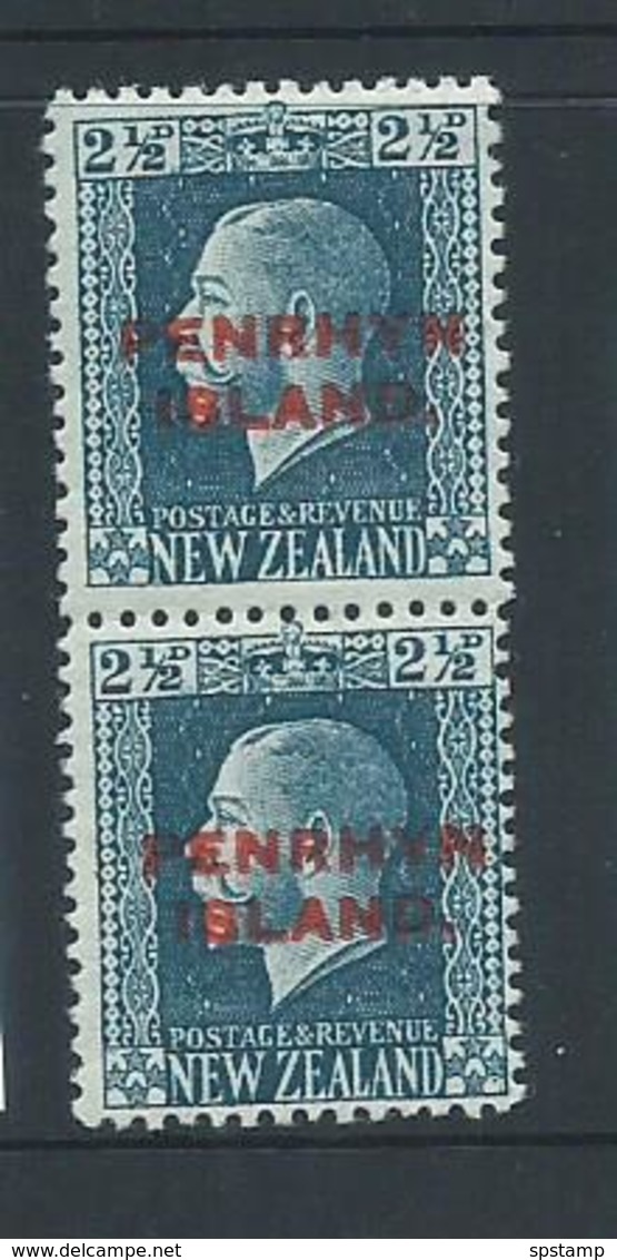 Penrhyn Island 1917 KGV Overprints 2 & 1/2d Mixed Perforation Pair Fine MLH - Penrhyn