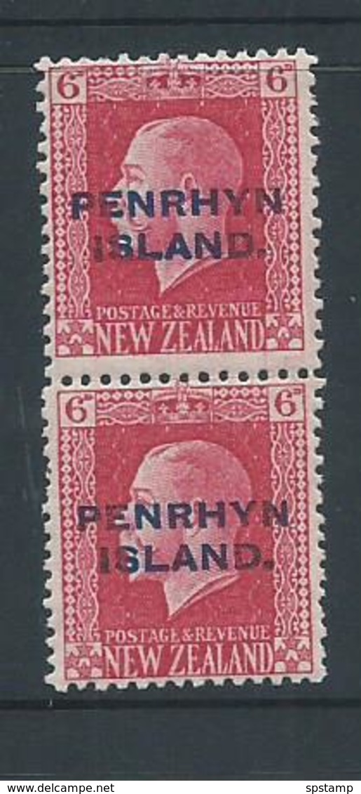 Penrhyn Island 1917 KGV Overprints 6d Mixed Perforation Pair Fine MLH - Penrhyn