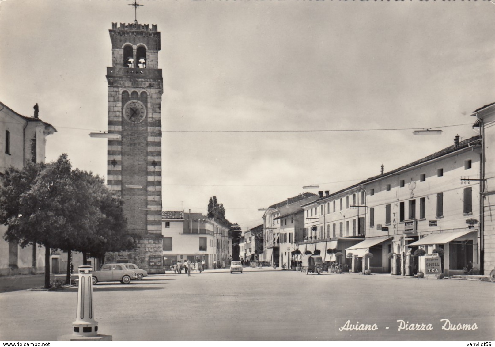 AVIANO-TREVISO-PIAZZA DUOMO-CARTOLINA VERA FOTOGRAFIA -VIAGGIATA IL 19-3-1958 - Treviso