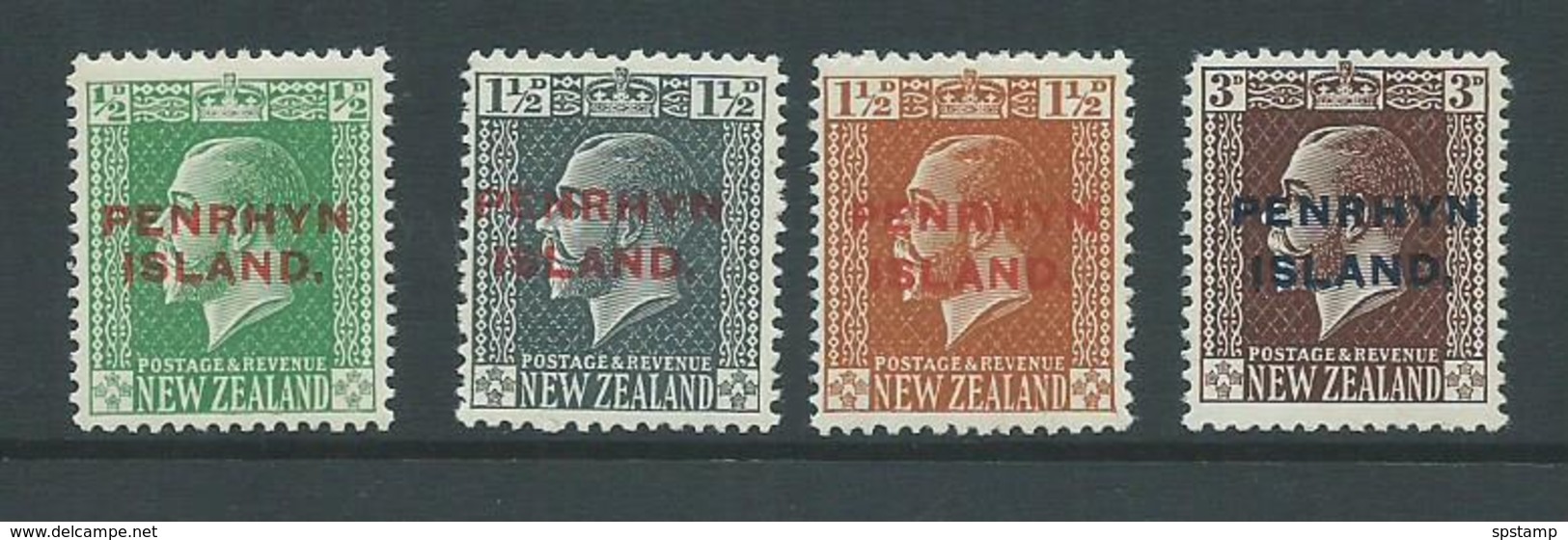 Penrhyn Island 1917 - 1920 KGV Overprints Set Of 4 MLH / MNH - Penrhyn