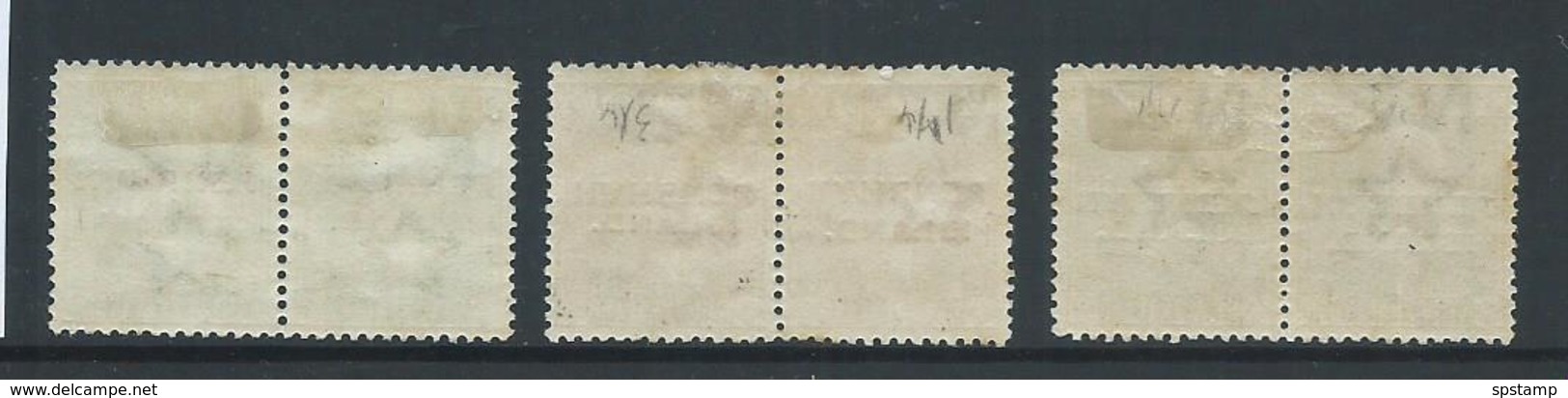 Penrhyn Island 1917 - 1920 KGV Overprints 1/2d 1&1/2d & 3d As 3 Pairs 1 Each With Narrow Space Variety MLH - Penrhyn